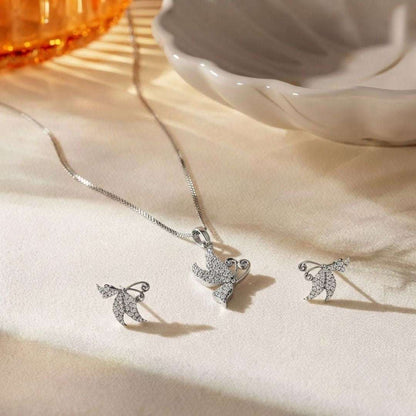 Butterfly Pendant Necklace with Matching Earrings
