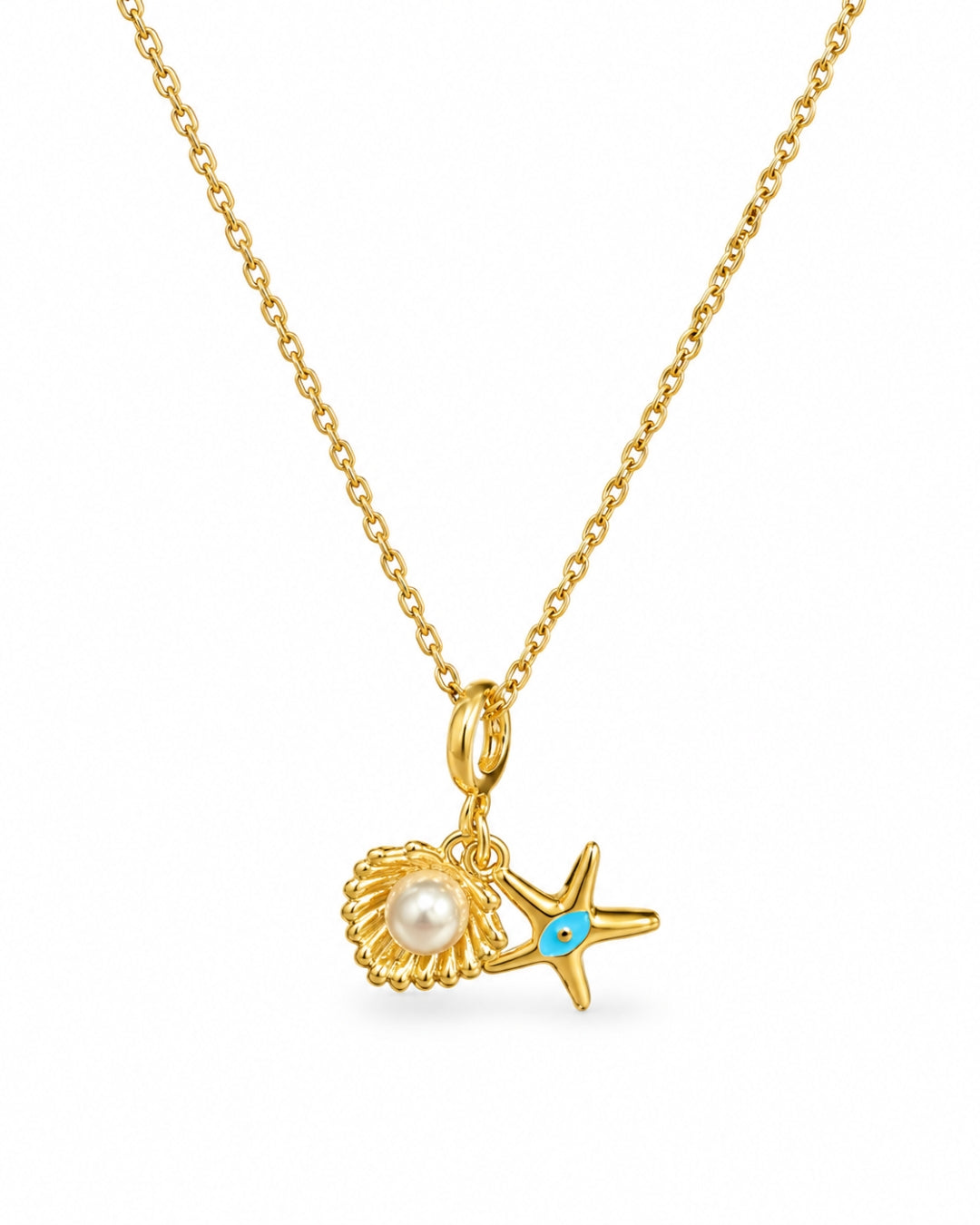Seashell Starfish Gold Plated Pendant Necklace for Women