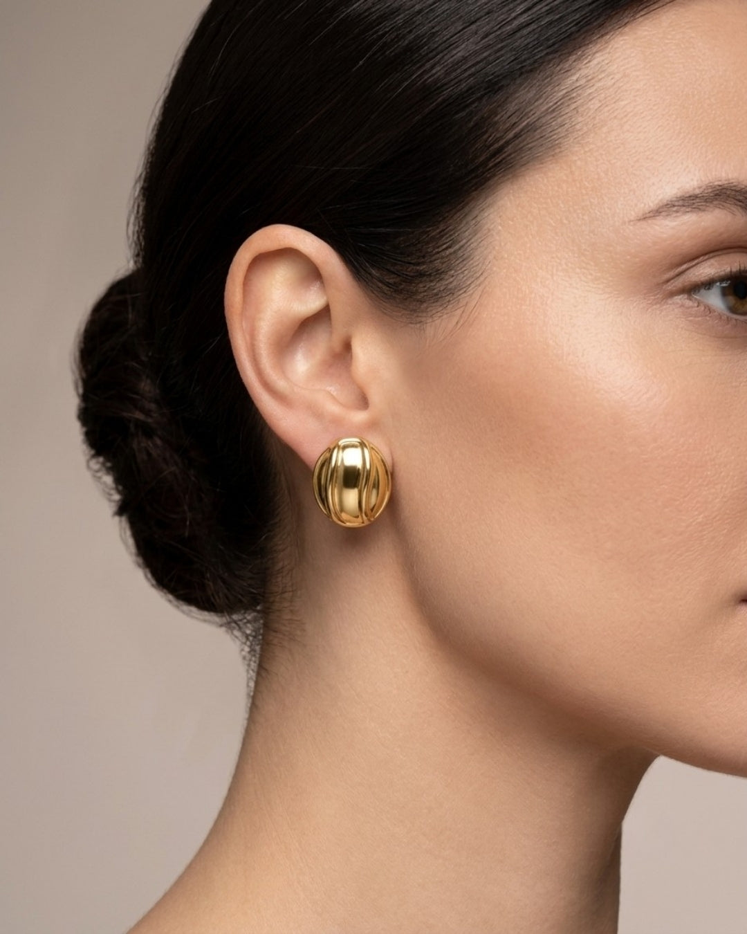 Ripple Dome Gold Plated Earrings Sculptural Glamour