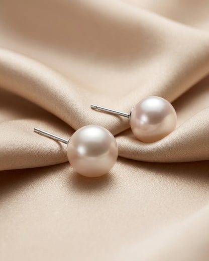 Gold Plated Pearl Stud Earrings Timeless Elegance