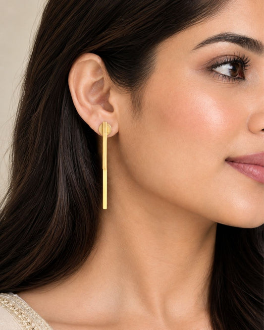 Sleek Linear Bar Anti-Tarnish Gold plated  Earrings