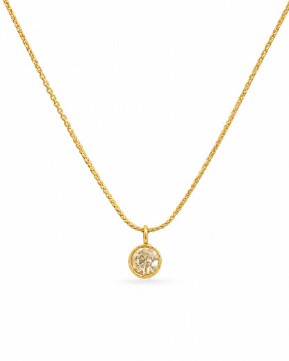 Bezel-Set Solitaire Stainless Steel Pendant Necklace for Women