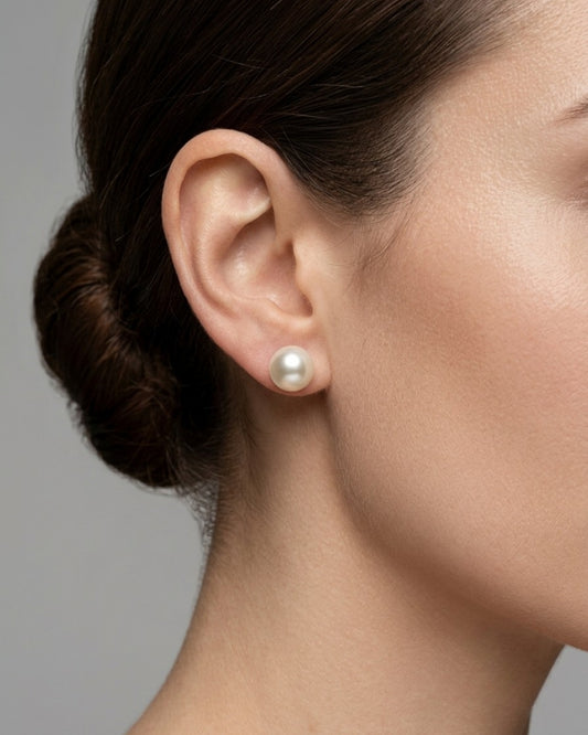 Gold Plated Pearl Stud Earrings Timeless Elegance