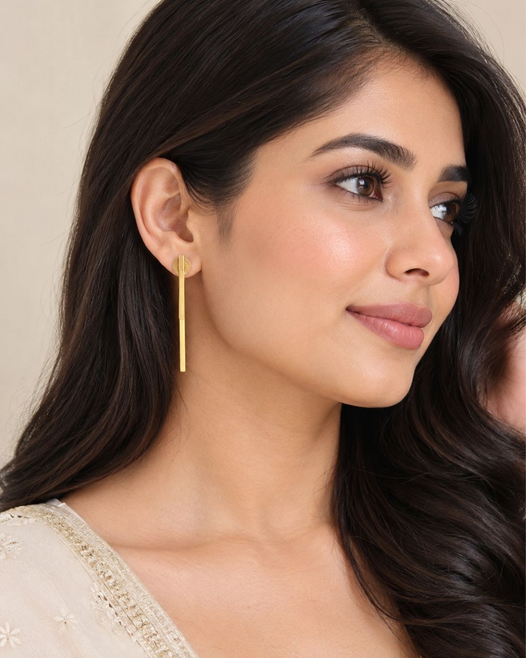 Sleek Linear Bar Anti-Tarnish Gold plated  Earrings