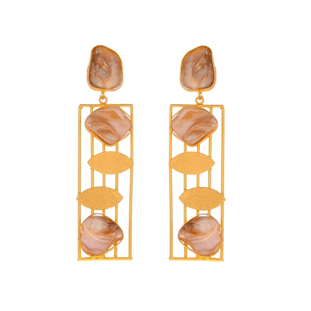 Modern Geometric Pearl Statement Earrings