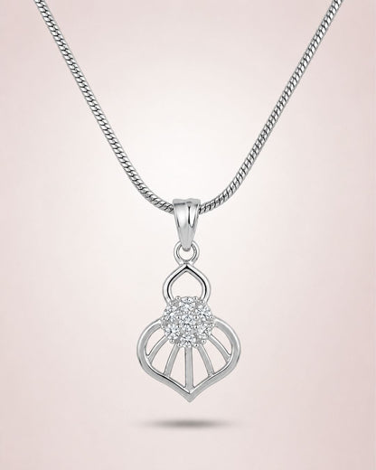 Teardrop Halo Silver Finish AD Pendant Set