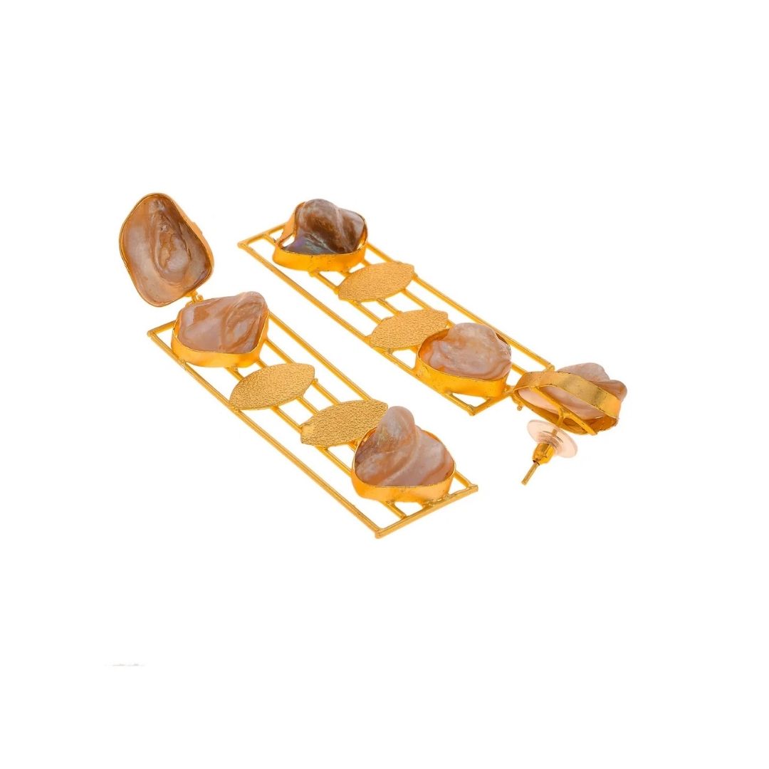 Modern Geometric Pearl Statement Earrings