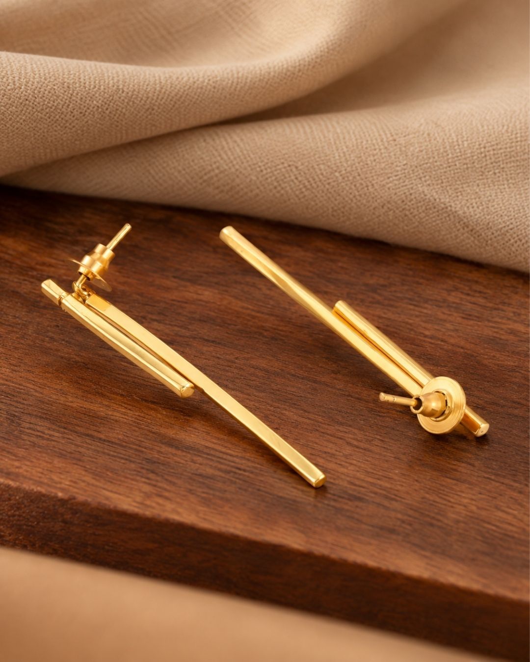 Sleek Linear Bar Anti-Tarnish Gold plated  Earrings