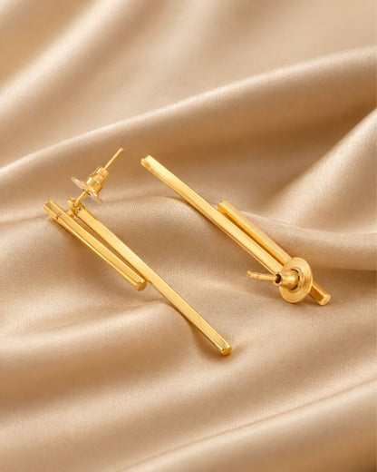 Sleek Linear Bar Anti-Tarnish Gold plated  Earrings