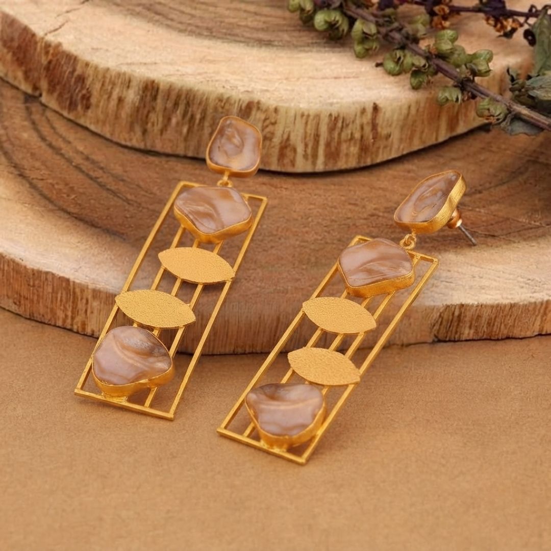 Modern Geometric Pearl Statement Earrings