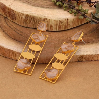 Modern Geometric Pearl Statement Earrings