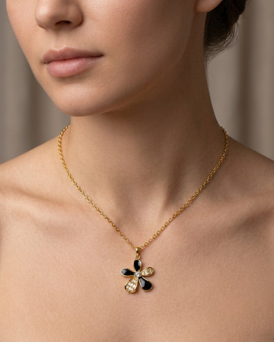 Five-Petal Bloom Gold Plated Pendant for Women