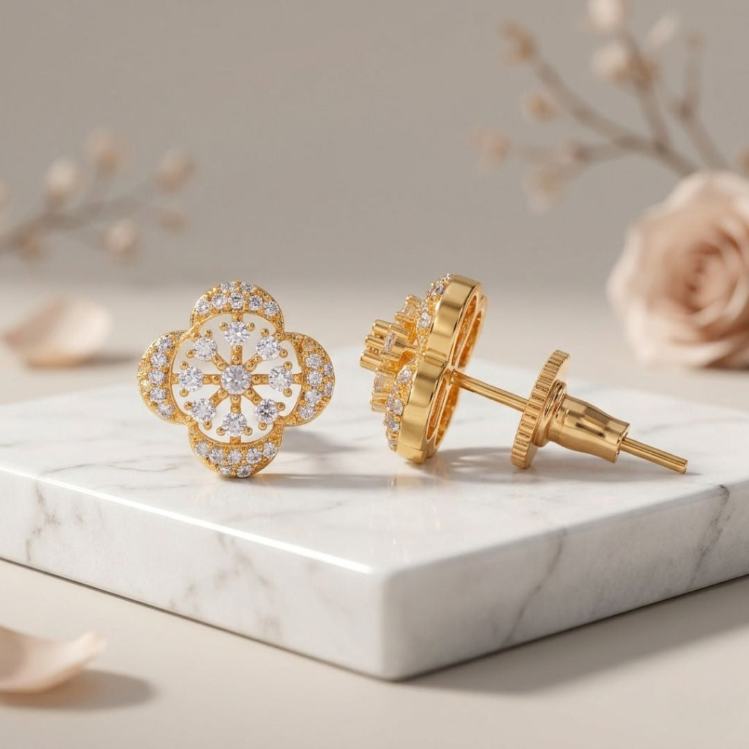 BELACI AD Gold Plated Jewellery – Floral Studs