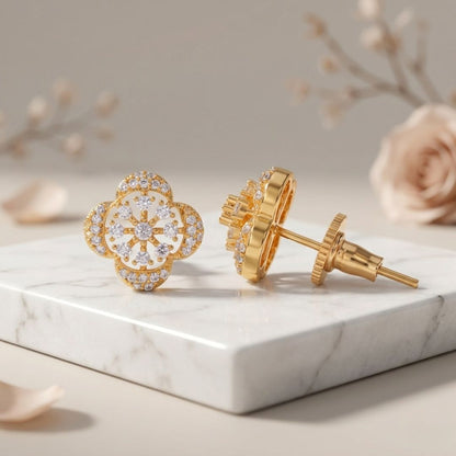 BELACI AD Gold Plated Jewellery – Floral Studs
