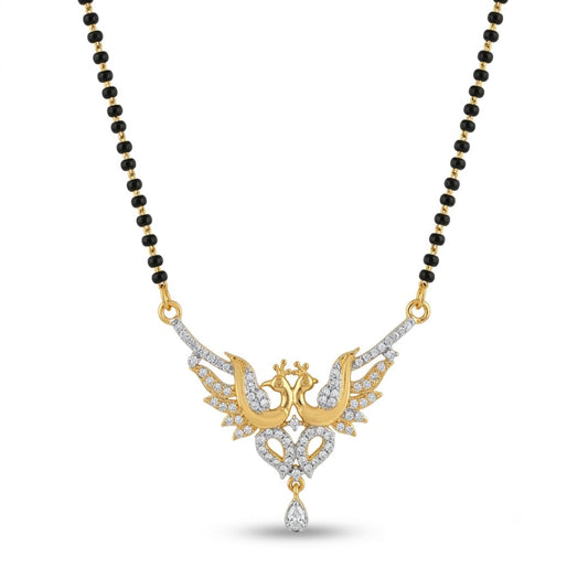 Gold Tone American Diamond Peacock design Mangalsutra Set