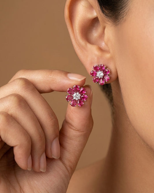 Bold Floral Party Wear Stud Earrings