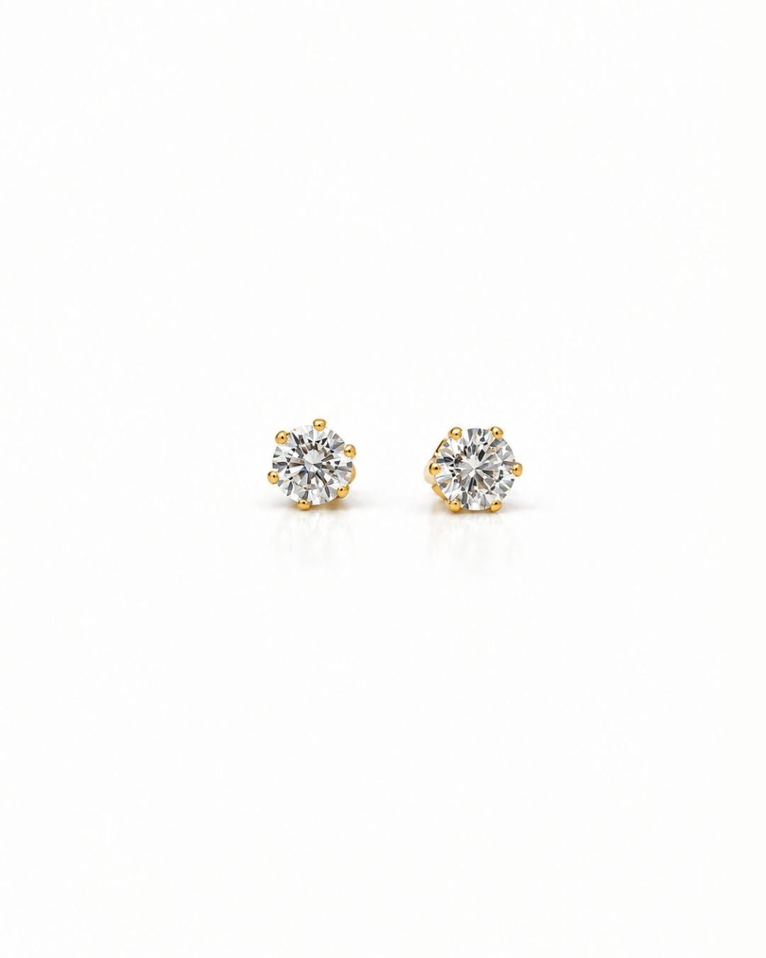Gold plated  Classic Solitaire Stud Earrings (7-MM)