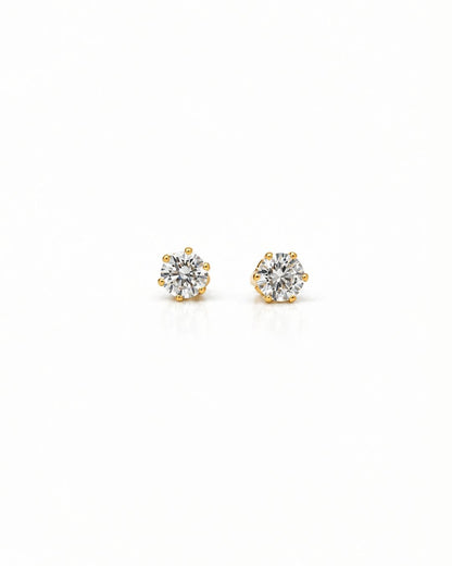 Gold plated  Classic Solitaire Stud Earrings (7-MM)