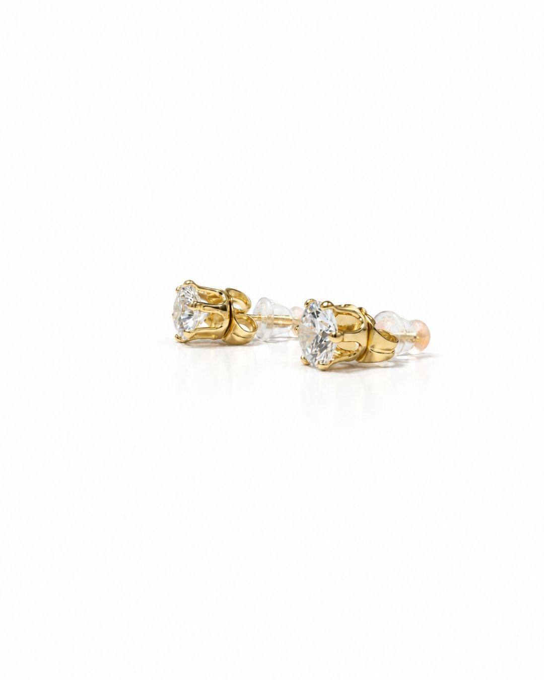 Gold plated  Classic Solitaire Stud Earrings (7-MM)