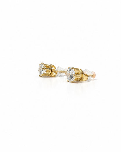 Gold plated  Classic Solitaire Stud Earrings (7-MM)