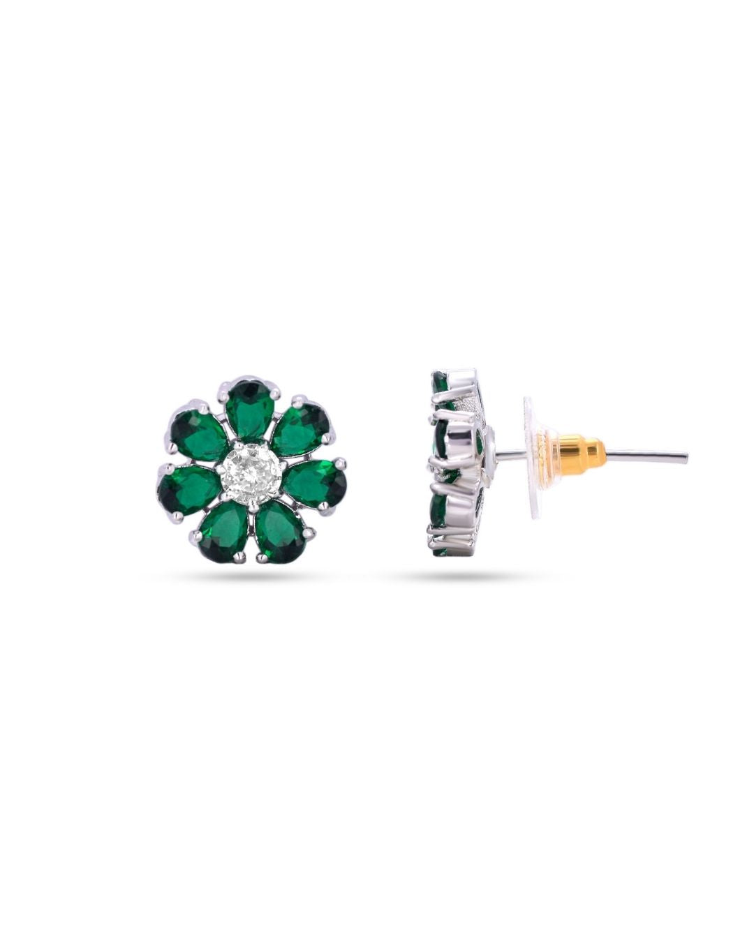 Bold Floral Bridal AD Stud Earrings