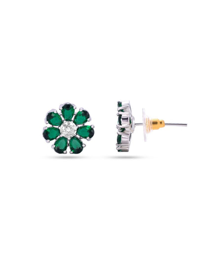 Bold Floral Bridal AD Stud Earrings