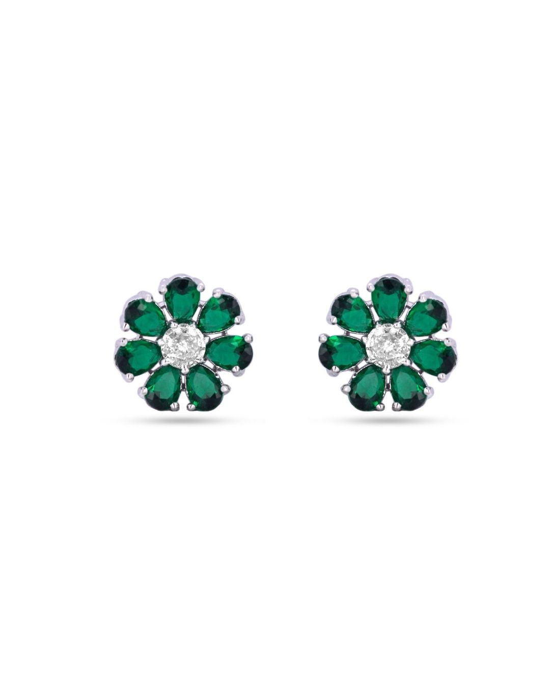 Bold Floral Bridal AD Stud Earrings