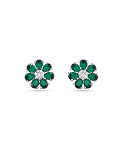 Bold Floral Bridal AD Stud Earrings