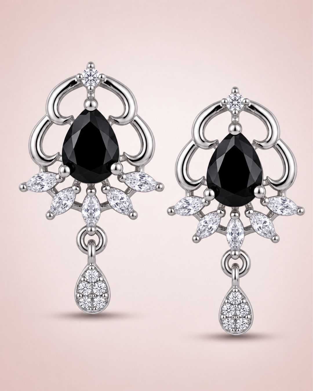 Midnight Elegance Silver Finish AD Pendant Set