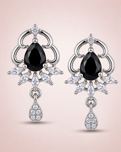 Midnight Elegance Silver Finish AD Pendant Set