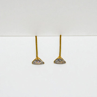 Gold Stud Earrings for Women with clear gemstones on a white background