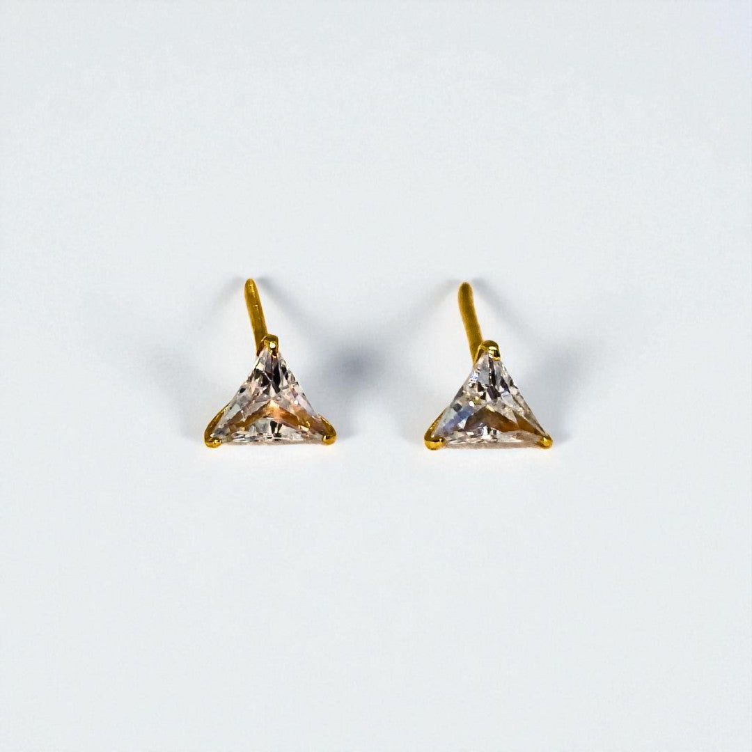 Pair of triangle-shaped Stud Earrings for Women on a light gray background