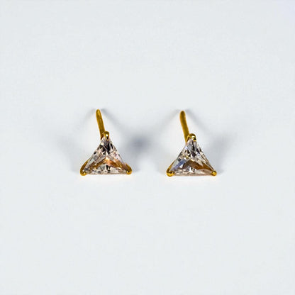 Pair of triangle-shaped Stud Earrings for Women on a light gray background