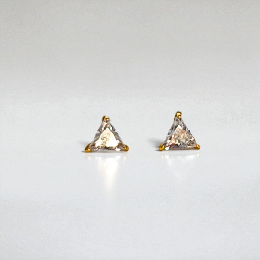 Pair of triangle-shaped Stud Earrings for Women on a light gray background