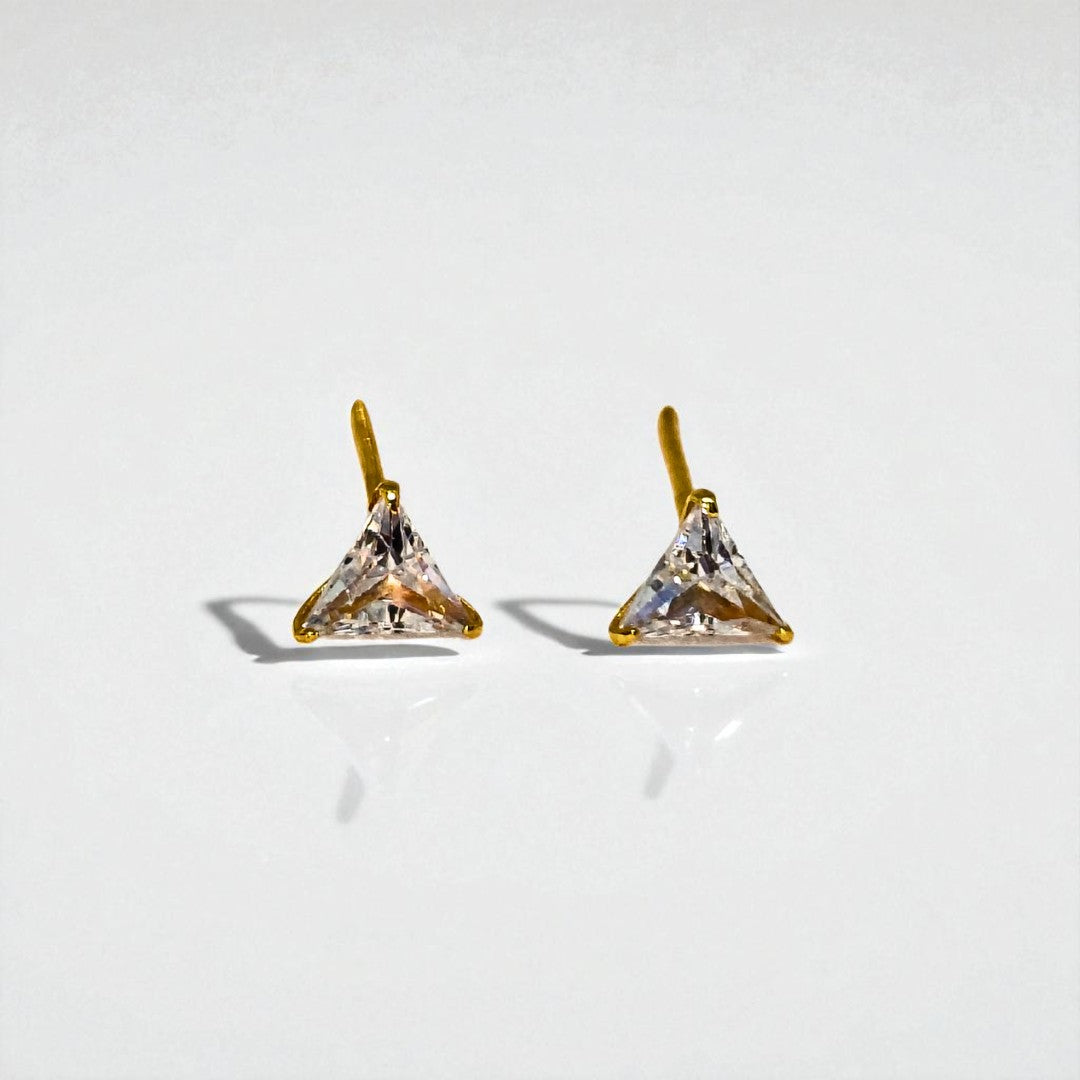 Pair of triangle-shaped Stud Earrings for Women on a light gray background