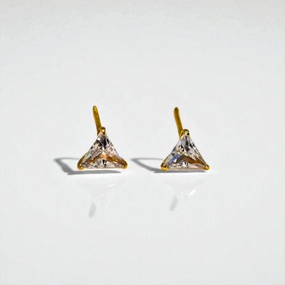 Pair of triangle-shaped Stud Earrings for Women on a light gray background