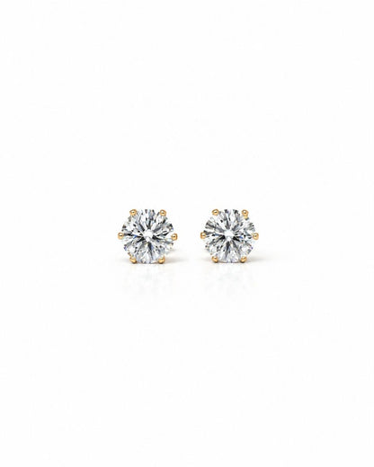 Gold plated  Classic Solitaire Stud Earrings (7-MM)