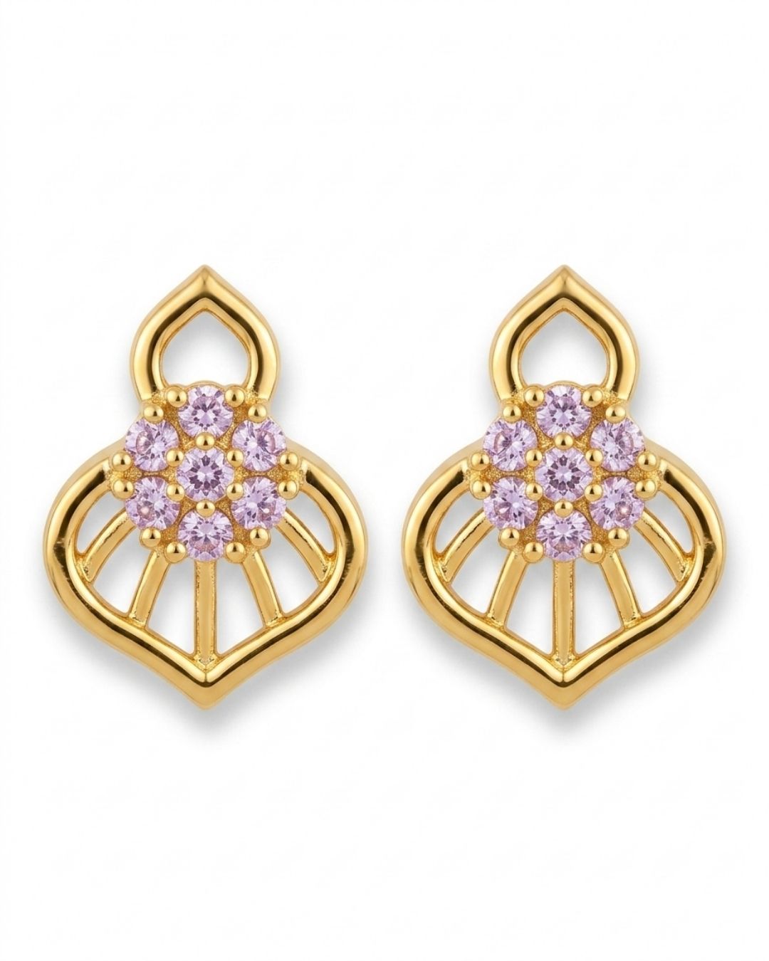 Pink Bloom Gold Finish Wedding Jewellery Pendant Set