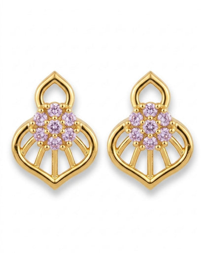 Pink Bloom Gold Finish Wedding Jewellery Pendant Set
