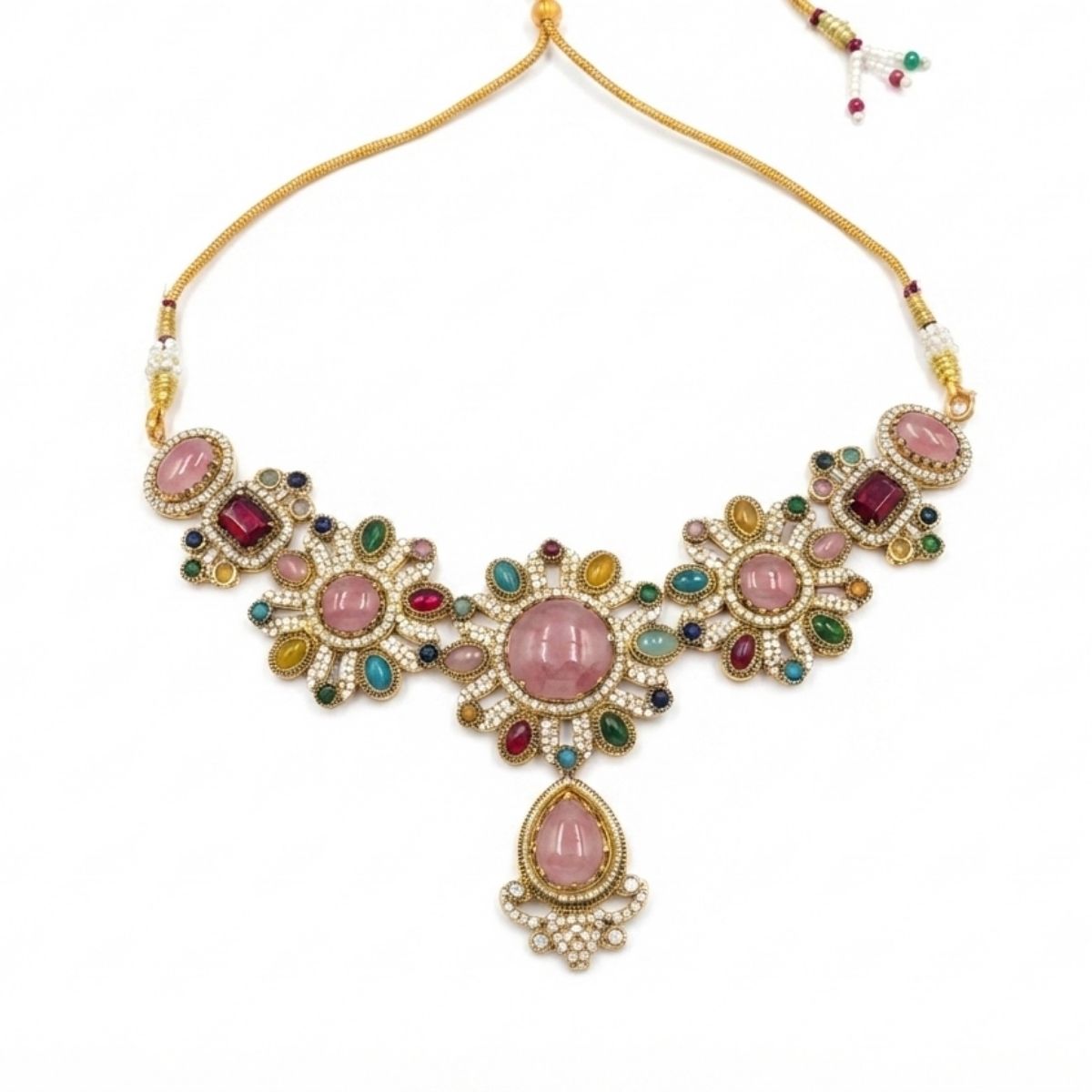 Multicolor Sabyasachi Turkish Pota Necklace Set