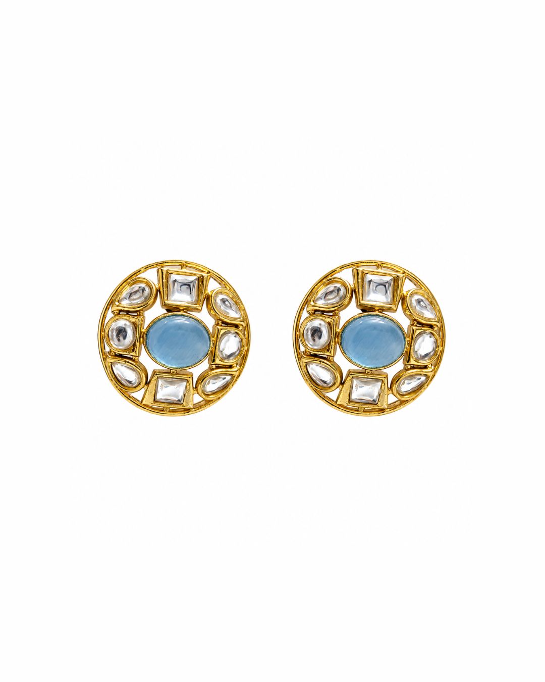 Victorian Style Blue monalisa karting Stone Stud Earrings