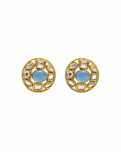 Victorian Style Blue monalisa karting Stone Stud Earrings