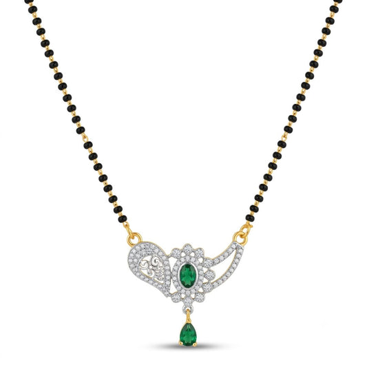 Emerald Stone American Diamond Designer Mangalsutra