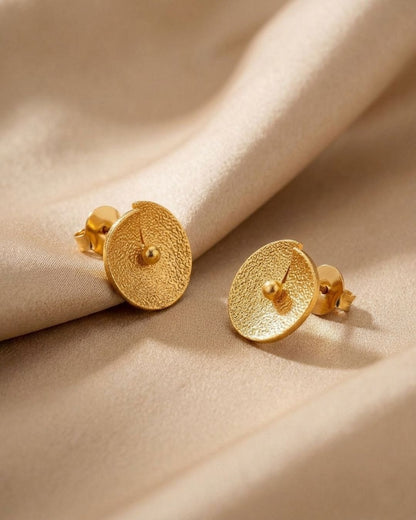 Anti-Tarnish Textured Round Disc Dangler Earrings for Women