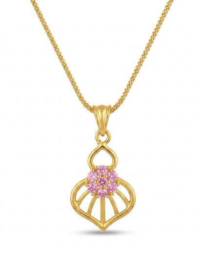Pink Bloom Gold Finish Wedding Jewellery Pendant Set