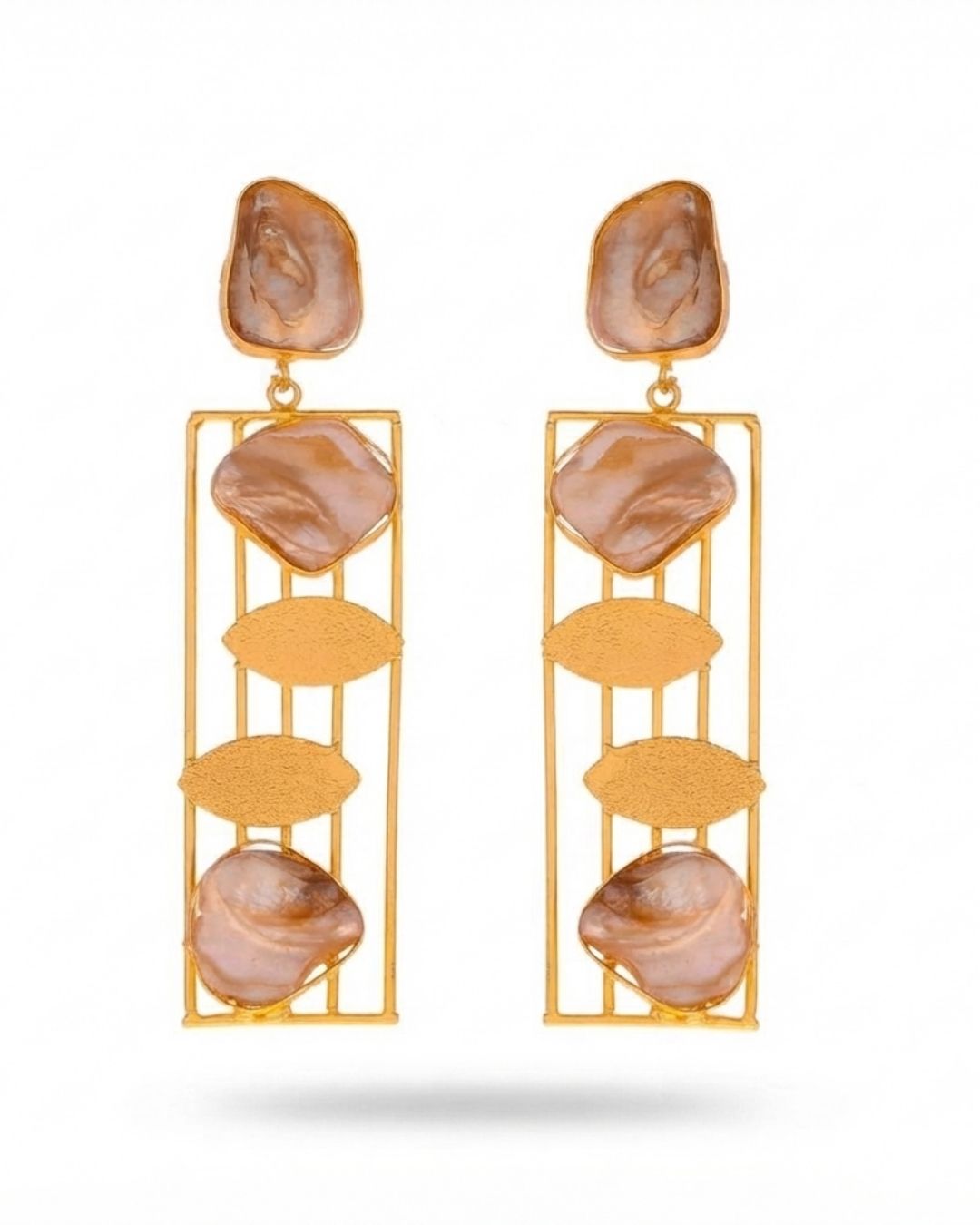 Modern Geometric Pearl Statement Earrings