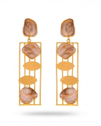 Modern Geometric Pearl Statement Earrings
