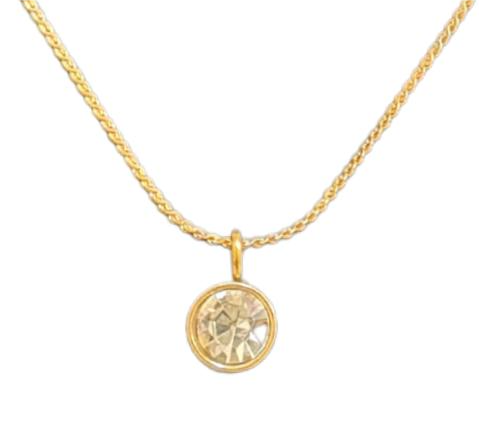 Gold necklace with a round Pendant for Women on a white background