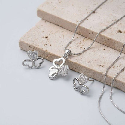 Butterfly Heart Silver Finish AD Pendant Set