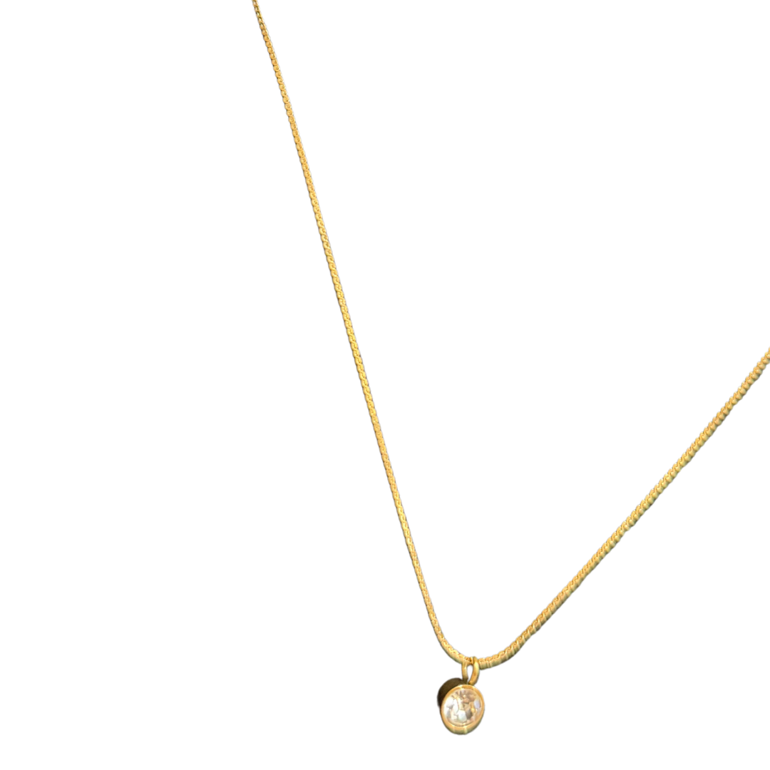 Gold necklace with a small Pendant for Women on a white background